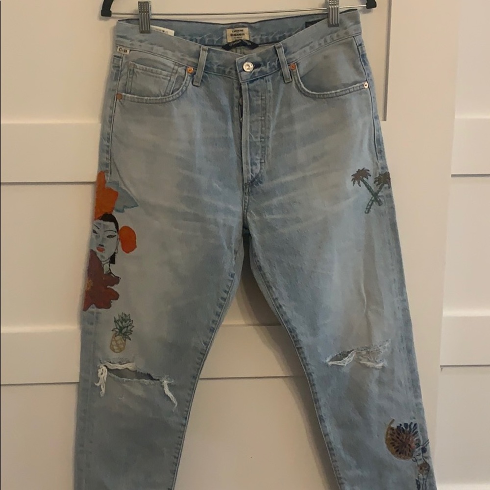 Citizens of humanity embroidered straight leg jean